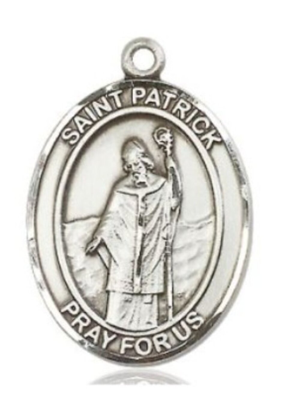 St, Patrick Oval Shaped Sterling Silver Medal. 1" x 3/4"